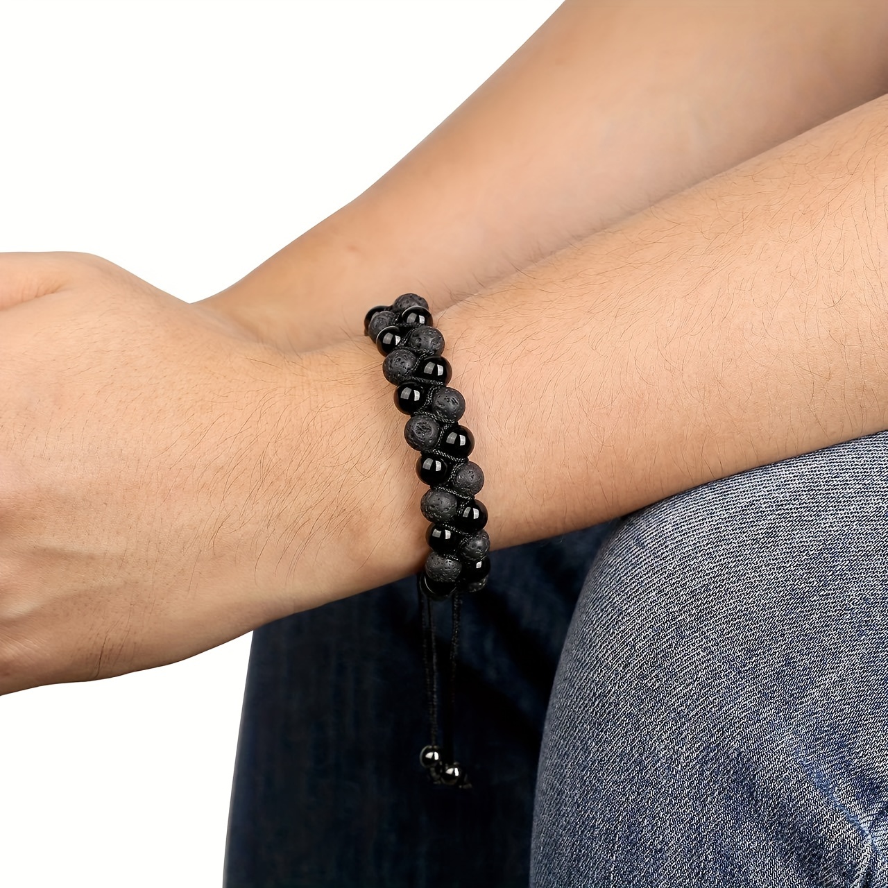 Handmade Stone Beaded Elastic Bracelet, Unisex Gift